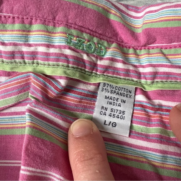 Vintage IZOD Button Down Stripe Blouse - Picture 2 of 9